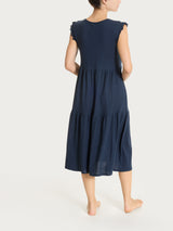 Abito lungo con manichine in Jersey di Cotone Blu Donna - Ragno
