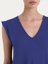 Abito lungo con manichine in Jersey di Cotone Blu Donna - Ragno