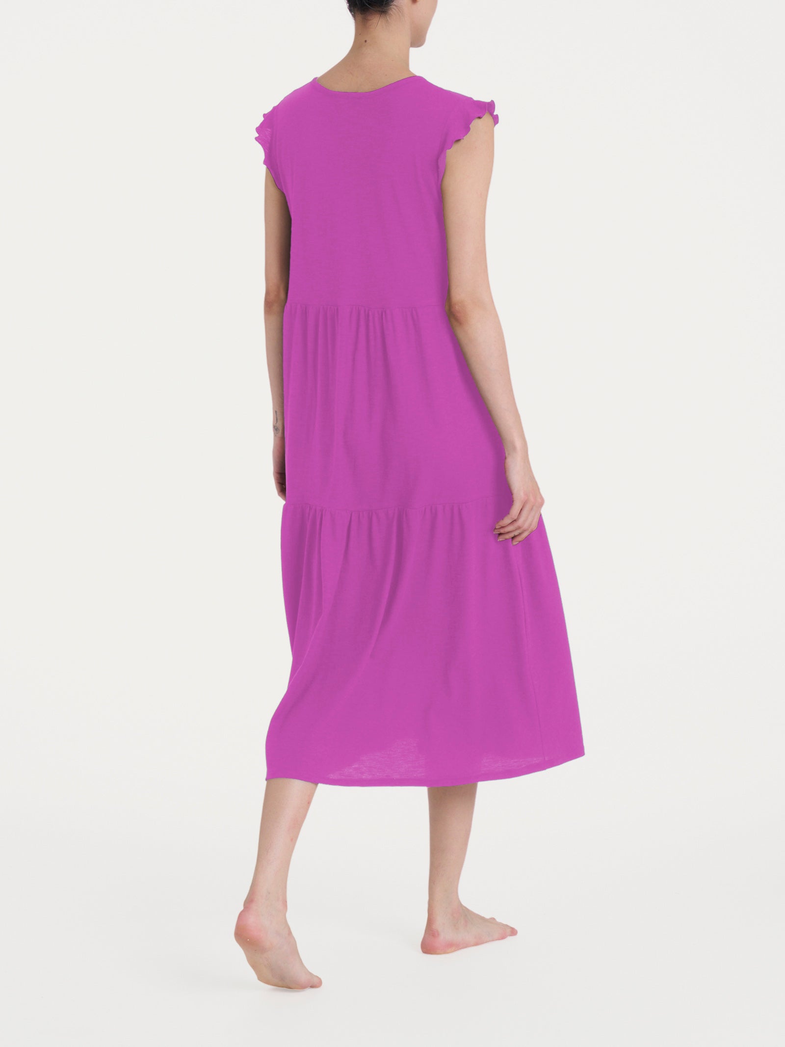 Abito lungo con manichine in Jersey di Cotone Viola Donna - Ragno