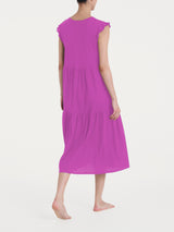 Abito lungo con manichine in Jersey di Cotone Viola Donna - Ragno