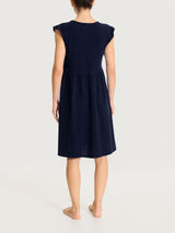 Short Sleeveless Dress in Blue Women's Slub Muslin - Ragno