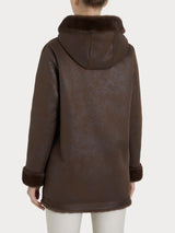 Cappotto con cappuccio double-face in Vegan Fur Marroni Donna - Ragno