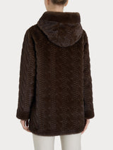 Cappotto con cappuccio double-face in Vegan Fur Marroni Donna - Ragno