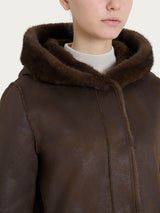 Cappotto con cappuccio double-face in Vegan Fur Marroni Donna - Ragno