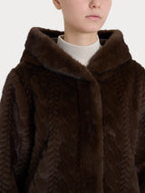 Cappotto con cappuccio double-face in Vegan Fur Marroni Donna - Ragno