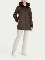 Cappotto con cappuccio double-face in Vegan Fur Marroni Donna - Ragno