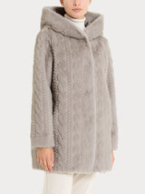 Cappotto con cappuccio double-face in Vegan Fur Grigi Donna - Ragno