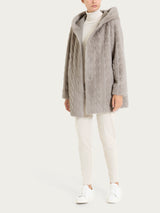 Cappotto con cappuccio double-face in Vegan Fur Grigi Donna - Ragno