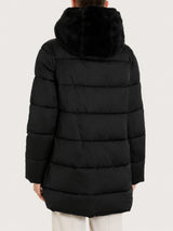Satin Puffer piumino con effetto fuzzy interno removibile Neri Donna - Ragno