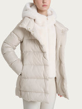 Satin Puffer piumino con effetto fuzzy interno removibile Bianchi Donna - Ragno