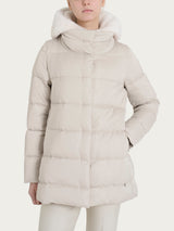 Satin Puffer piumino con effetto fuzzy interno removibile Bianchi Donna - Ragno