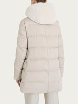 Satin Puffer piumino con effetto fuzzy interno removibile Bianchi Donna - Ragno