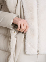 Satin Puffer piumino con effetto fuzzy interno removibile Bianchi Donna - Ragno