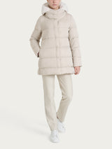 Satin Puffer piumino con effetto fuzzy interno removibile Bianchi Donna - Ragno