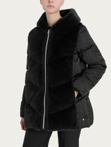 Piumino con Vegan Fur frontale Neri Donna - Ragno