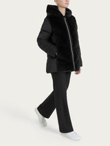 Piumino con Vegan Fur frontale Neri Donna - Ragno