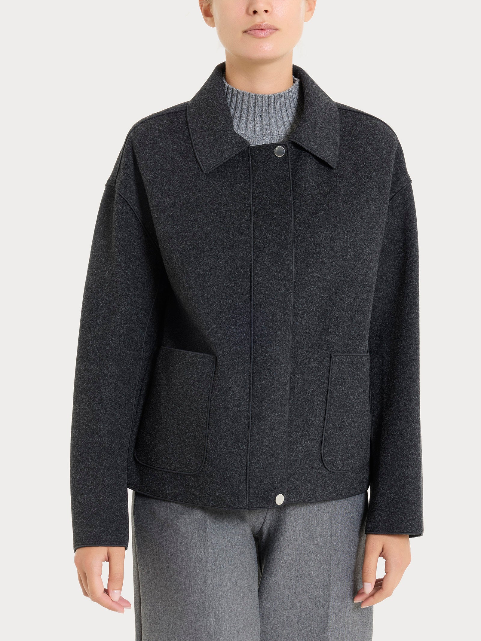 Giacca con collo camicia in Vegan Wool Neri Donna - Ragno