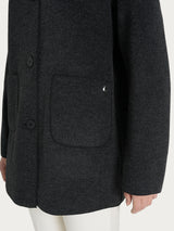 Giaccone con cappuccio in Vegan Wool Neri Donna - Ragno