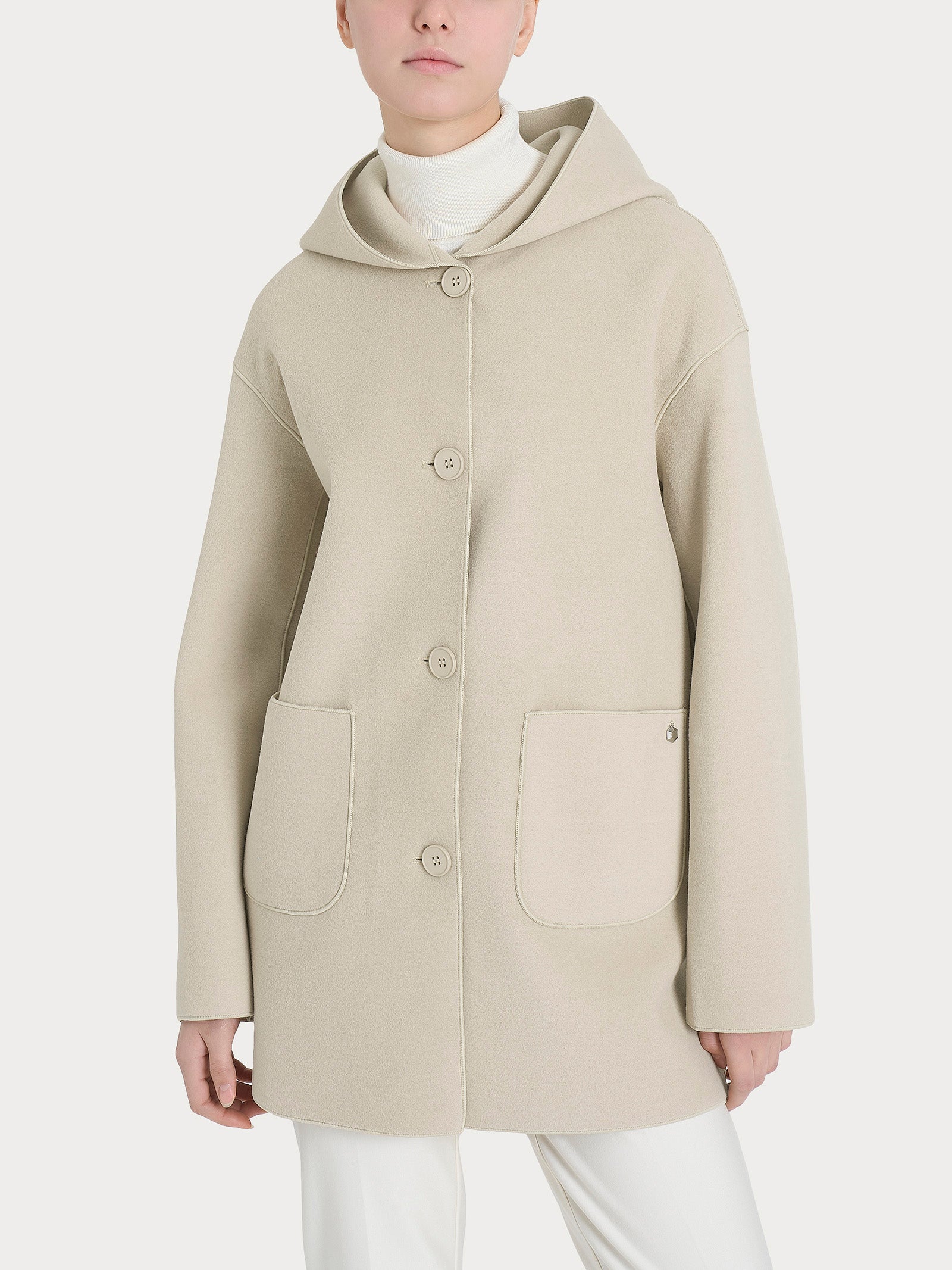 Giaccone con cappuccio in Vegan Wool Bianchi Donna - Ragno