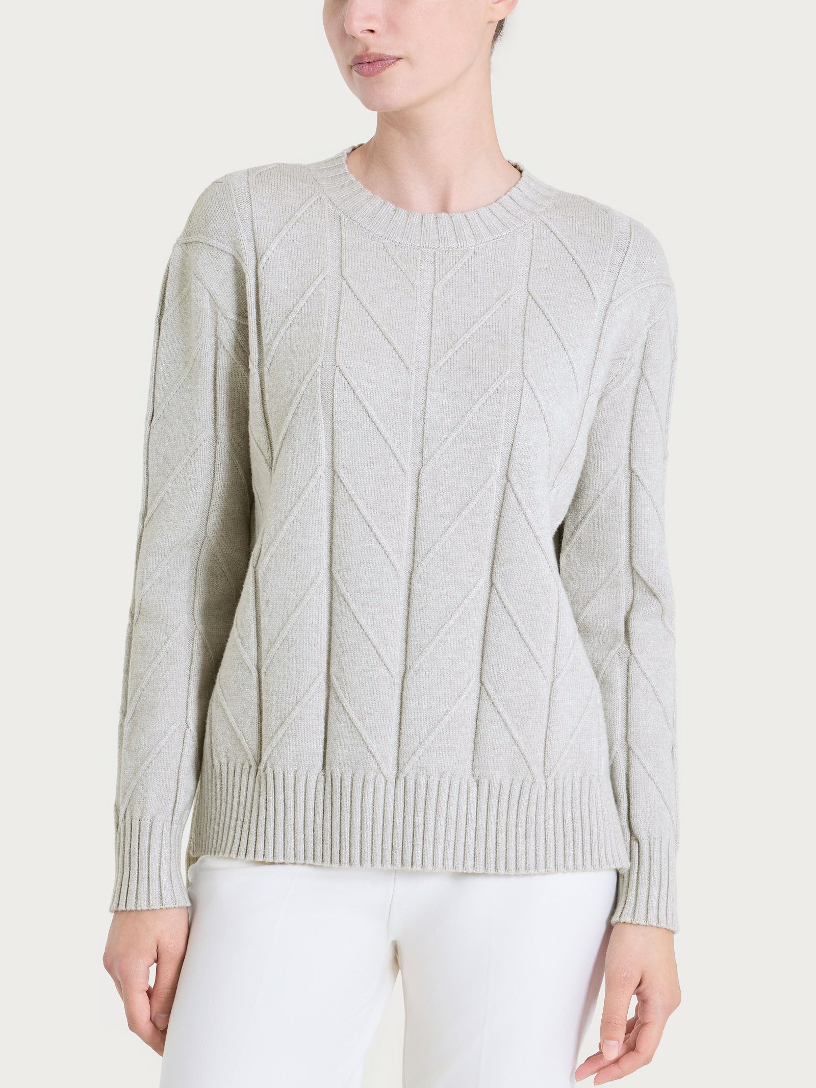 Maglia girocollo con punto spiga in Super Soft Bianchi Donna - Ragno