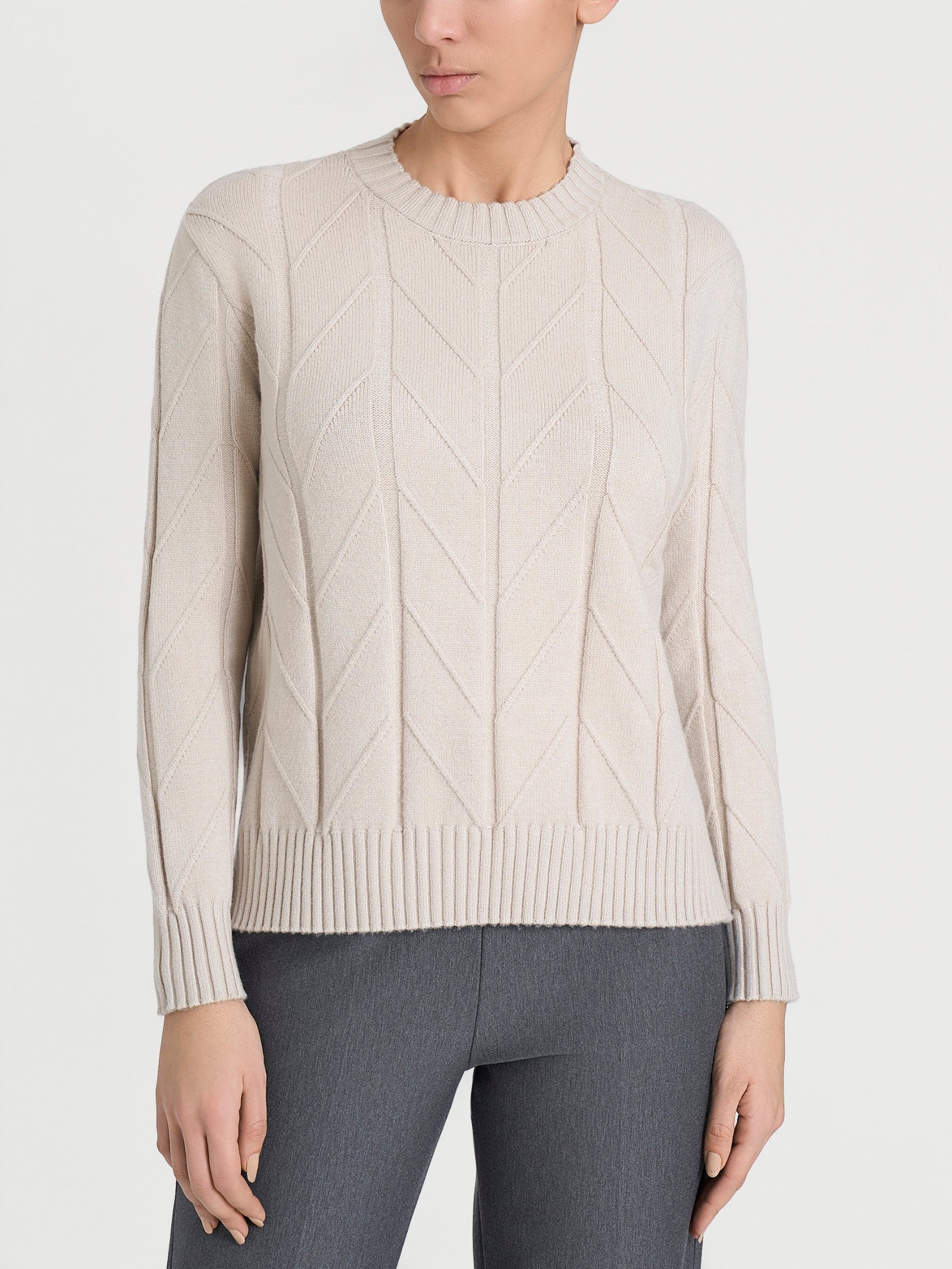 Maglia girocollo con punto spiga in Super Soft Bianchi Donna - Ragno