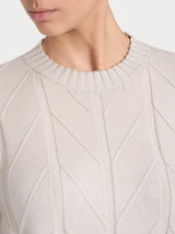 Maglia girocollo con punto spiga in Super Soft Bianchi Donna - Ragno