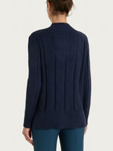Cardigan aperto con punto spiga in Super Soft Blu Donna - Ragno