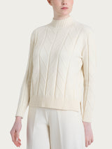 Lupetto con punto spiga in Super Soft Bianchi Donna - Ragno