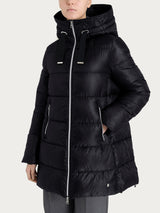 Piumino lungo con cappuccio in Vegan Down Neri Donna - Ragno