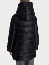 Piumino lungo con cappuccio in Vegan Down Neri Donna - Ragno