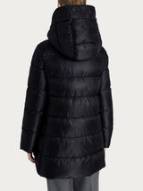 Shiny Puffer piumino lungo con cappuccio Neri Donna - Ragno