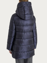 Shiny Puffer piumino lungo con cappuccio Blu Donna - Ragno