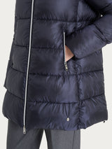 Shiny Puffer piumino lungo con cappuccio Blu Donna - Ragno