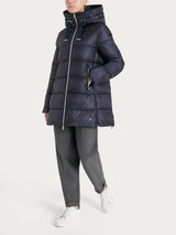 Shiny Puffer piumino lungo con cappuccio Blu Donna - Ragno