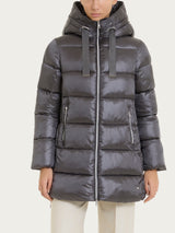 Shiny Puffer piumino lungo con cappuccio Neri Donna - Ragno