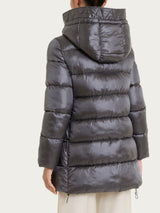 Shiny Puffer piumino lungo con cappuccio Neri Donna - Ragno