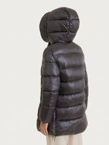 Shiny Puffer piumino lungo con cappuccio Neri Donna - Ragno