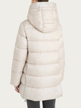 Piumino lungo con cappuccio in Vegan Down Bianchi Donna - Ragno
