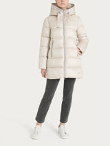 Piumino lungo con cappuccio in Vegan Down Bianchi Donna - Ragno