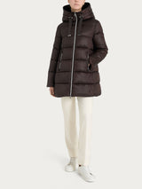 Piumino lungo con cappuccio in Vegan Down Marroni Donna - Ragno