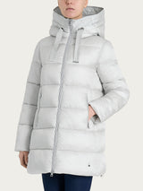 Piumino lungo con cappuccio in Vegan Down Grigi Donna - Ragno