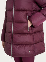 Shiny Puffer Long Hooded Down Jacket, Purple, Women's - Ragno
