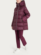 Shiny Puffer Long Hooded Down Jacket, Purple, Women's - Ragno