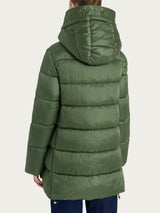 Piumino lungo con cappuccio in Vegan Down Verdi Donna - Ragno