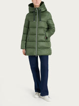 Piumino lungo con cappuccio in Vegan Down Verdi Donna - Ragno