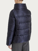 Shiny Puffer Down Jacket with High Collar Blue Women's - Ragno