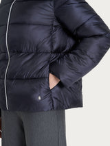 Shiny Puffer Down Jacket with High Collar Blue Women's - Ragno