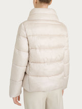 Shiny Puffer Down Jacket with High Collar Bianco Women's - Ragno