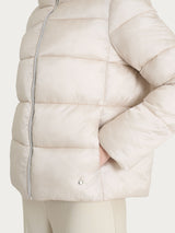 Shiny Puffer Down Jacket with High Collar Bianco Women's - Ragno