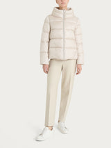 Shiny Puffer Down Jacket with High Collar Bianco Women's - Ragno